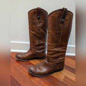Frye Melissa Button Brown Leather Riding Boots size 9